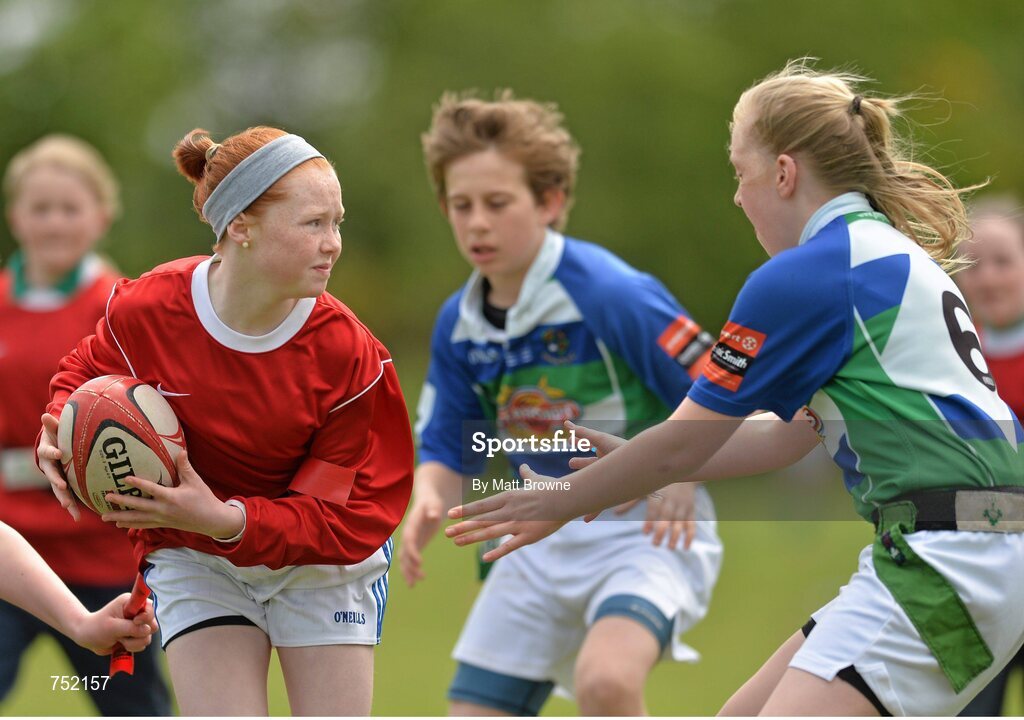22 May 2013; Screen National School, Screen, Co. Wexford, in action against Gorey Central National School, Gorey, Co. Wexford, during the Kelly's Resort Hotel & Spa Shield. Leinster Rugby County Nations Blitz, Wexford Wonderers RFC, Wexford. Picture credit: Matt Browne / SPORTSFILE