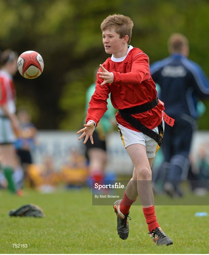 22 May 2013; Screen National School, Screen, Co. Wexford, in action against Gorey Central National School, Gorey, Co. Wexford, during the Kelly's Resort Hotel & Spa Shield. Leinster Rugby County Nations Blitz, Wexford Wonderers RFC, Wexford. Picture credit: Matt Browne / SPORTSFILE
