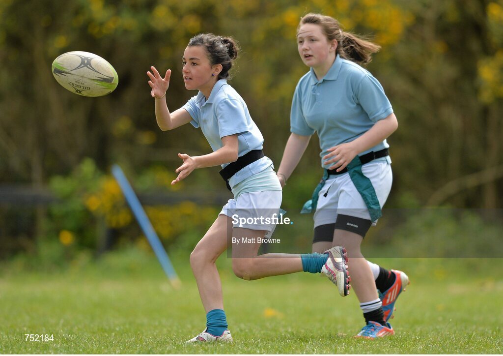 22 May 2013; Ballymitty National School, from Ballymitty, Co. Wexford, in action against St John of God Mercy National School?, Wexford Town, during the Echo Cup final. Leinster Rugby County Nations Blitz, Wexford Wonderers RFC, Wexford. Picture credit: Matt Browne / SPORTSFILE