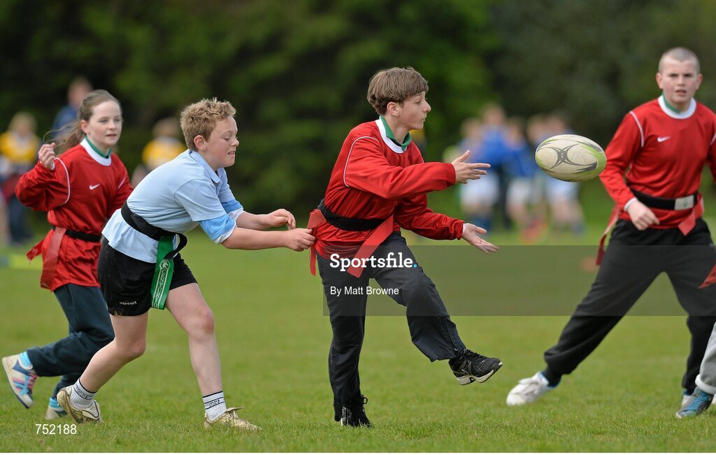 22 May 2013; Screen National School, Screen, Co. Wexford, in action against Ballymitty National School, Ballymitty, Co. Wexford. Leinster Rugby County Nations Blitz, Wexford Wonderers RFC, Wexford. Picture credit: Matt Browne / SPORTSFILE