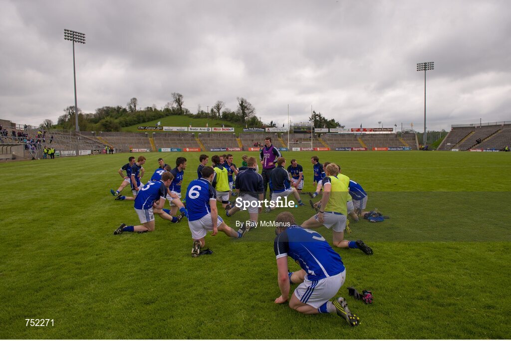 19 May 2013; The Cavan players go through a 'warm down' routine after the game. Ulster GAA Football Senior Championship, Preliminary Round, Cavan v Armagh, Kingspan Breffni Park, Cavan. Picture credit: Ray McManus / SPORTSFILE