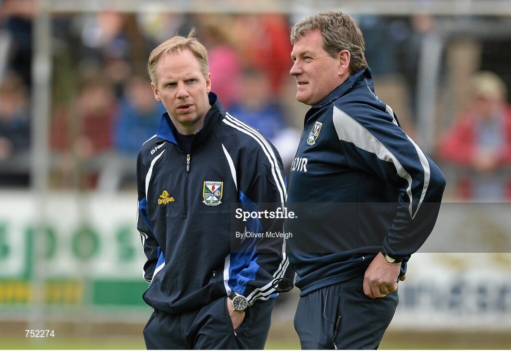 19 May 2013; Terry Hyland, Cavan manager, right, along with Anthony Forde, Cavan asstant manager. Ulster GAA Football Senior Championship, Preliminary Round, Cavan v Armagh, Kingspan Breffni Park, Cavan. Picture credit: Oliver McVeigh / SPORTSFILE