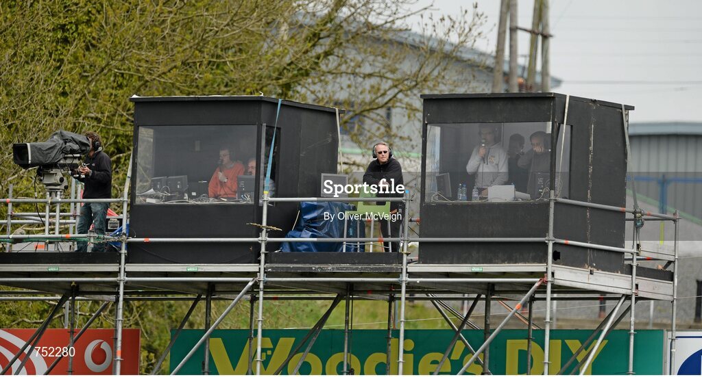 19 May 2013; The commentary boxes for RTE and BBC. Ulster GAA Football Senior Championship, Preliminary Round, Cavan v Armagh, Kingspan Breffni Park, Cavan. Picture credit: Oliver McVeigh / SPORTSFILE