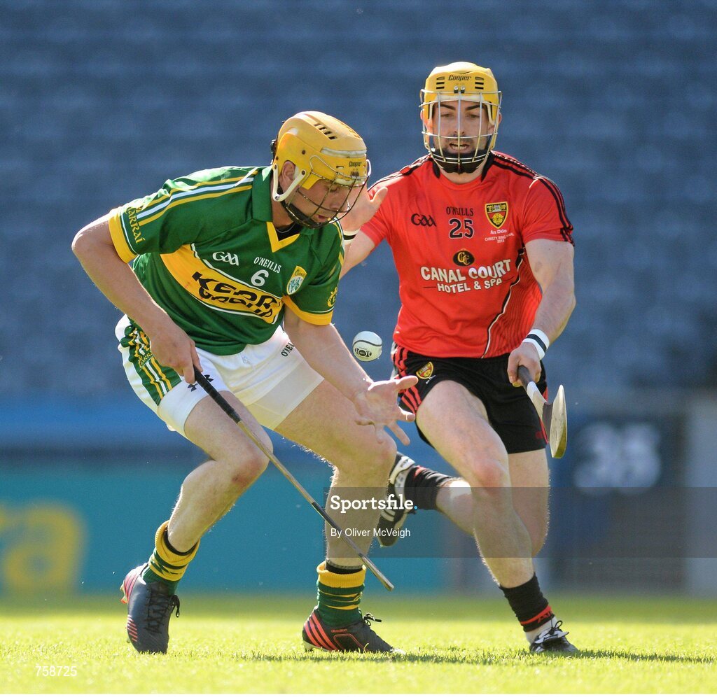 8 June 2013; Tom Murnane, Kerry, in action against Johnny McCusker, Down. The Christy Ring Cup Final, Kerry v Down, Croke Park, Dublin. Picture credit: Oliver McVeigh / SPORTSFILE