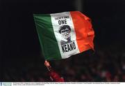 23 February 2000; A Supporter waves a Republic of Ireland flag, with the image of captain Roy Keane, Republic of Ireland v Czech Republic, International Soccer Friendly, Lansdowne Road, Dublin. Picture credit; Brendan Moran  /SPORTSFILE