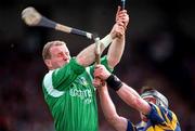 13 April 1997; Stephen McDonagh of Limerick in action against Aidan Flanagan of Tipperary during the National Hurling League Division 1 match between Limerick and Tipperary at  Gaelic Grounds in Limerick. Photo by Brendan Moran/Sportsfile