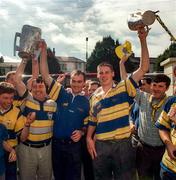 15 September 1997; Clare senior captain Anthony Daly with the Liam MacCarthy Cup, left, and Clare minor captain John Reddan  with the Irish Press Cup during the Clare All-Ireland Football Winning team homecoming with the Liam MacCarthy Cup at the GAA reception in the Burlington Hotel, Dublin. Photo by Ray McManus/Sportsfile