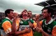 16 August 1997; Colm Quinn of Offaly celebrates with supporters following the Leinster GAA Senior Football Championship Final match between Meath and Offaly at Croke Park in Dublin. Photo by Ray McManus/Sportsfile