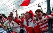 8 June 1997; Cork Supporters celebrate during the GAA Munster Senior Hurling Championship Semi-Final match between Clare and Cork at the Gaelic Grounds in Limerick. Photo by Ray McManus/Sportsfile