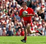 29 June 1997; Dermot Dougan of Derry during the Ulster GAA Football Senior Championship Semi-Final match between Tyrone and Derry at St. Tiernach's Park in Clones, Monaghan. Photo by David Maher/Sportsfile
