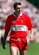 29 June 1997; Dermot Dougan of Derry during the Ulster GAA Football Senior Championship Semi-Final match between Tyrone and Derry at St. Tiernach's Park in Clones, Monaghan. Photo by David Maher/Sportsfile