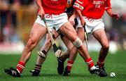 8 June 1997; A detailed view of hurling action during the GAA Munster Senior Hurling Championship Semi-Final match between Clare and Cork at the Gaelic Grounds in Limerick. Photo by Ray McManus/Sportsfile