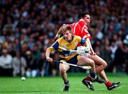 8 June 1997; James O'Connor of Clare in action against Seán Óg Ó hAilpín of Cork during the GAA Munster Senior Hurling Championship Semi-Final match between Clare and Cork at the Gaelic Grounds in Limerick. Photo by Ray McManus/Sportsfile