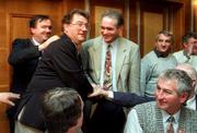 6 April 1996; Newly elected GAA President, Joe McDonagh, is congratulated by delegates after the voting, which decided him as the next president of the GAA, during the GAA Annual Congress 1996 at London in England. Photo by Ray McManus/Sportsfile