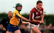 12 July 1997; Joe McGrath of Galway in action against Damien Lohan of Roscommon during the GAA Connacht Senior Hurling Championship Final match between Roscommon and Galway at Athleague in Roscommon. Photo by Ray McManus/Sportsfile