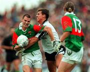 3 August 1997; John Casey of Mayo in action against Nigel Clancy of Sligo during the GAA Connacht Senior Football Championship Final match between Mayo and Sligo at Dr Hyde Park in Roscommon. Photo by Damien Eagers/Sportsfile