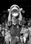 21 September 1986; John Joyce of Galway lifts the cup following the GAA Football All-Ireland Minor Championship Final match between Galway and Cork at Croke Park in Dublin. Photo by Ray McManus/Sportsfile