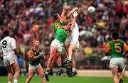 3 August 1997; John McDermott of Meath in action against Jimmy McGuinness and Declan Kerrigan of Kildare, while, from left, Willie McCreery, 9, of Kildare, Enda McManus and Colm Coyle, 5, of Meath look on during the Leinster GAA Senior Football Championship Semi-Final Second Replay match between Meath and Kildare at Croke Park in Dublin. Photo by Ray McManus/Sportsfile