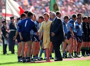 17 September 1995; Dublin captain John O'Leary is introduced to President Mary Robinson by GAA President Jack Boothman prior to the 1995 All-Ireland Football Final between Dublin and Tyrone at Croke Park in Dublin. Photo by Ray McManus/Sportsfile.