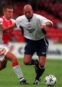25 July 1998; Arnar Gunnlaugsen of Bolton Wanderers in action against Trevor Croly of St. Patrick's Athletic during the Club Friendly between St. Patrick's Athletic and Bolton Wanderers at Richmond Park in Dublin. Photo by Brendan Moran/Sportsfile