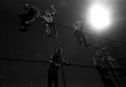 18 September 1984; Glasgow Rangers supporters climb the fencing during the UEFA Cup First Round 1st Leg between Bohemians and Glasgow Rangers at Dalymount Park in Dublin. Photo by Ray McManus/Sportsfile