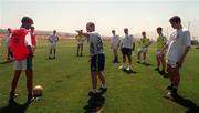 15 July 1998; Manager Brian Kerr with his players during a Republic of Ireland U18 Training Session in Larnaca, Cyprus. Photo by David Maher/Sportsfile