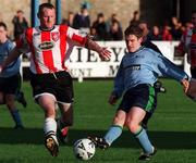25 October 1998; Ciaran Kavanagh of UCD in action against Paul Hegarty of Derry City during the Harp Lager National League Premier Division match between UCD and Derry City at the Belfield Bowl in Dublin. Photo by Matt Browne/Sportsfile