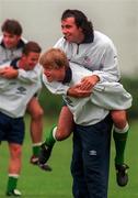 31 August 1998; Damien Duff and Keith O'Neill during a Republic of Ireland Training Session in Clonshaugh in Dublin. Photo by David Maher/Sportsfile