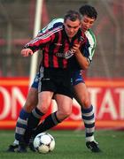 28 August 1998; Derek Swan of Bohemians in action against Declan Boyle of Finn Harps during the Harp Lager National League Premier Division match between Bohemians and Finn Harps at Dalymount Park in Dublin. Photo by Ray McManus/Sportsfile