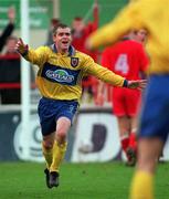 26 October 1998; Derek Swan of Bohemians celebrates after scoring his side's first goal during the Harp Lager National League Premier Division match between Shelbourne and Bohemians at Tolka Park in Dublin. Photo by Ray McManus/Sportsfile