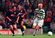 22 July 1998; Eddie Gormley of St. Patrick's Athletic in action against Craig Burley of Celtic during the UEFA Champions League First Qualifying Round 1st Leg match between Celtic and St. Patrick's Athletic at Celtic Park in Glasgow, Scotland. Photo by Brendan Moran/Sportsfile