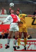 18 July 1998; Ian Gilzean of St. Patrick's Athletic in action against Victor Segura of Norwich City during the Club Friendly between St. Patrick's Athletic and Norwich City at Richmond Park in Dublin. Photo by Ray McManus/Sportsfile