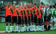 23 May 1998; The Republic of Ireland stand for the National Anthem ahead of the International Friendly match between Republic of Ireland and Mexico at Lansdowne Road in Dublin. Photo by Brendan Moran/Sportsfile
