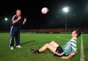 22 October 1998; Bray Wanderers manager Pat Devlin, left, with Jason Byrne during a Bray Wanderers Training Session at the Carlisle grounds in Bray, Wicklow. Photo by David Maher/Sportsfile
