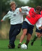 31 August 1998; Damien Duff, left, in action against Jason McAteer during a Republic of Ireland Training Session in Clonshaugh in Dublin. Photo by David Maher/Sportsfile