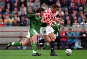 2 June 1996; Keith O'Neill of Republic of Ireland in action against Zvonimir Boban of Croatia during the International Friendly between Republic of Ireland and Croatia at Lansdowne Road in Dublin. Photo by Brendan Moran/Sportsfile