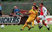 18 July 1998; Keith O'Neill of Norwich City in action against Jeff Clarke of St. Patrick's Athletic during the Club Friendly between St. Patrick's Athletic and Norwich City at Richmond Park in Dublin. Photo by Brendan Moran/Sportsfile