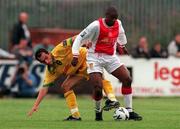 18 July 1998; Leon Braithwaite of St. Patrick's Athletic in action against Craig Fleming of Norwich City during the Club Friendly between St. Patrick's Athletic and Norwich City at Richmond Park in Dublin. Photo by Brendan Moran/Sportsfile