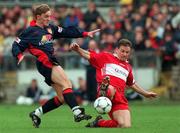 25 October 1998; Martin Reilly of St Patrick's Athletic in action against Declan Daly of Cork City during the Harp Lager League Cup Semi-Final match between Cork City and St. Patrick's Athletic at Turners Cross in Cork. Photo by David Maher/Sportsfile