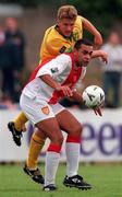 18 July 1998; Paul Osam of St. Patrick's Athletic in action against Matt Jackson of Norwich City during the Club Friendly between St. Patrick's Athletic and Norwich City at Richmond Park in Dublin. Photo by Brendan Moran/Sportsfile