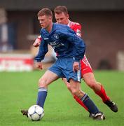 4 October 1998; Paul Scully of Waterford United in action against Gareth Cronin of Cork City during the Harp Lager National League Premier Division match between Cork City and Waterford United at Turners Cross in Cork. Photo by Matt Browne/Sportsfile