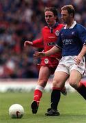 29 July 1998; Dessie Baker of Shelbourne in action against Craig Moore of Rangers during the UEFA Cup First Qualifying Round 2nd Leg between Rangers and Shelbourne at Ibrox Stadium in Glasgow, Scotland. Photo by Brendan Moran/Sportsfile