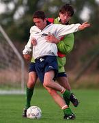 11 October 1998; Robbie Keane and Gary Breen, right, during a Republic of Ireland Training Session at Clonshaugh in Dublin. Photo by Matt Browne/Sportsfile
