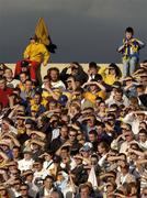 26 July 2003; Kildare and Roscommon supporters in the stand during the Bank of Ireland Senior Football Championship Qualifier between Kildare and Roscommon at O'Moore Park in Portlaoise, Co. Laois. Photo by Damien Eagers/Sportsfile