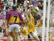 27 July 2003; Liam Watson of Antrim celebrates after scoring his sides second goal during the Guinness All-Ireland Senior Hurling Championship Quarter Final between Wexford v Antrim at Croke Park in Dublin. Photo by Pat Murphy/Sportsfile
