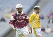 27 July 2003; Aongus Callanan of Galway celebrates scoring his sides first goal during the All-Ireland Minor Hurling quarter final between Antrim and Galway at Croke Park in Dublin. Photo by Pat Murphy/Sportsfile