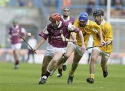 27 July 2003; Niall Healy of Galway in action against Randal McDonnell of Antrim during the All-Ireland Minor Hurling quarter final between Antrim and Galway at Croke Park in Dublin. Photo by Pat Murphy/Sportsfile