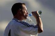 27 July 2003; Paul Curran, Dundalk, takes a drink during the first half of the game. Carlsberg FAI Cup 2nd Round, Dundalk v Bohemians, Oriel Park, Dundalk. Picture credit; David Maher / SPORTSFILE *EDI*
