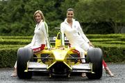 29 July 2003; Vivienne Connolly and Natasha Byram at the launch of the Swiftpost Phoenix Park Motor Races. This year marks the centenary of the event and will be held on the 16th and 17th of August. Picture credit; Ray McManus / SPORTSFILE *EDI*