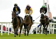 28 July 2003; Selby Road, left, with A.P. Crowe up, leads 2nd placed Always, centre, with Paul Carberry up and Teo Perugo, with Kieran Kelly up, on their way to winning the G.P.T. Sligo Novice Hurdle during the Galway Racing Festival at Ballybrit racecourse in Galway. Photo by Brendan Moran/Sportsfile
